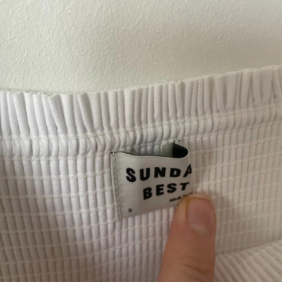 Aritzia Sunday Best Hadley Puff Sleeve Babydoll Poplin Mini Dress White Sz Small - Picture 8 of 8